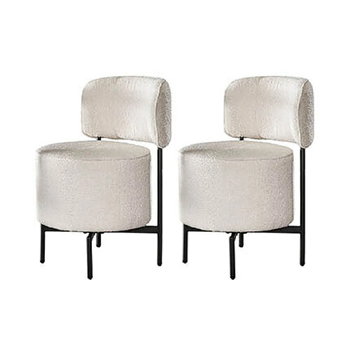 Mes Lot de 2 chaises rotatives 51x61x82 cm en tissu bouclette blanc