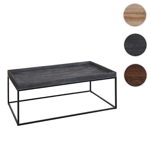 Mendler Table basse HWC-K71, table basse table d'appoint, bois massif métal 46x110x60cm ~ gris foncé