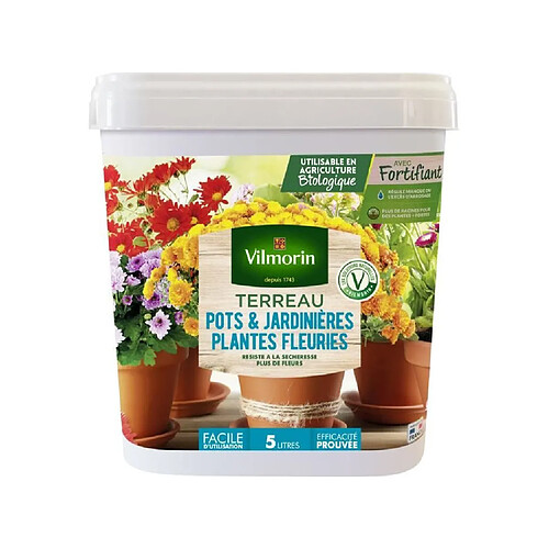 VILMORIN Seau Terreau spécial pots et jardinieres plantes fleuries 5 L