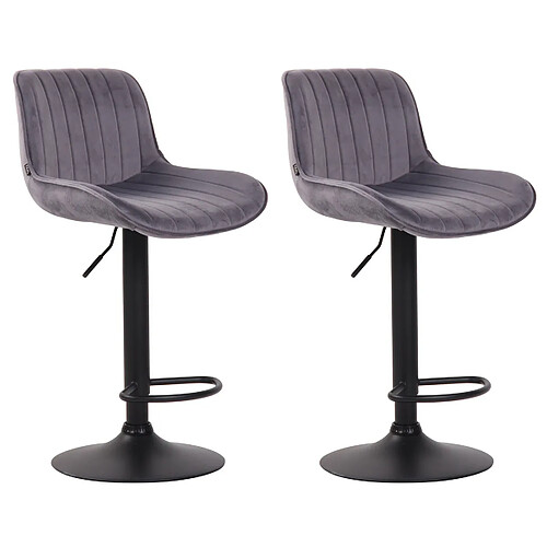 Non Lot de 2 tabourets de bar Lentini velours noir