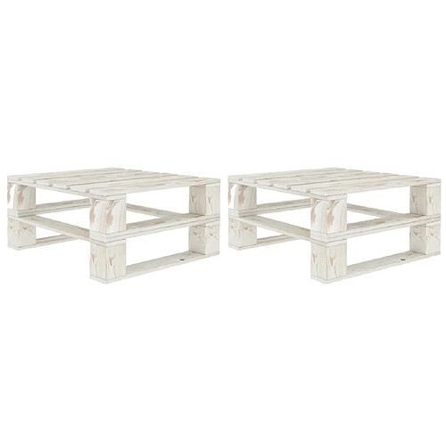 vidaXL Tables palette de jardin 2 pcs blanc bois