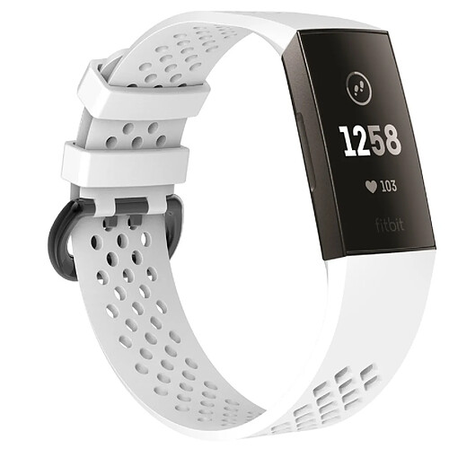 Wewoo Bracelet pour montre connectée Dragonne ajustable avec trou carré FITBIT Charge 3 Blanc