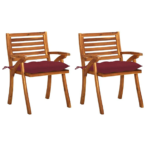 Maison Chic Lot de 2 Chaises à dîner de jardin avec coussins | chaises Relax d'extérieur Acacia massif -GKD39059