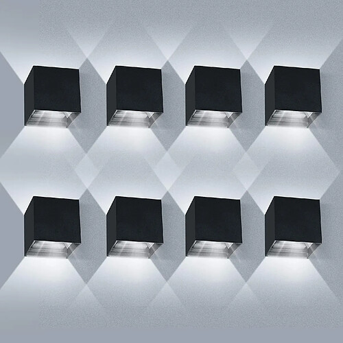 Stoex 8pcs Applique murale 12W Led chambre Moderne Interieur, Up and Down Design Réglable Lampe, Aluminium luminaires applique murale led Noir pour Chambre Maison Couloir Salon (Blan