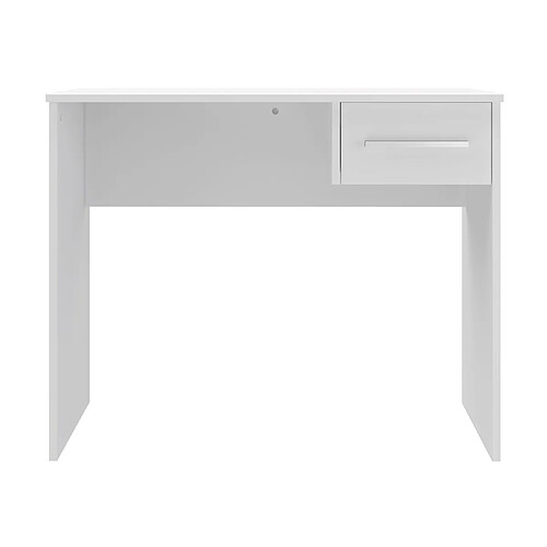 Pegane Bureau en mélamine coloris blanc - Longueur 90 x profondeur 50 x Hauteur 75 cm