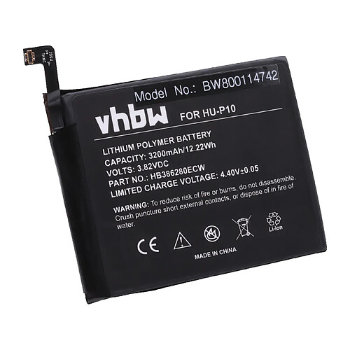 vhbw Li-Polymère batterie 3200mAh (3.82V) pour téléphone portable mobil smartphone Huawei P10 Standard Edition, VTR-AL00, VTR-L09, VTR-L29