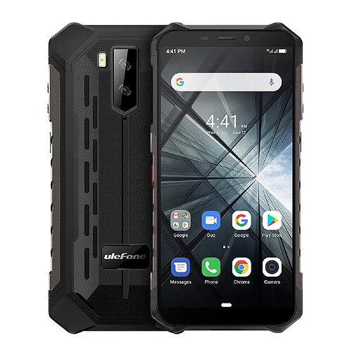 Wewoo Smartphone incassable antichoc Armor X3 téléphone robuste 2 Go + 32 Go IP68 étanche 5,5 pouces Android 9.0 MT6580 Quad Core 32 bits jusqu'à 1,3 GHz batterie 5000 mAh double caméra arrière et visage à déverrouiller Réseau 3G Noir