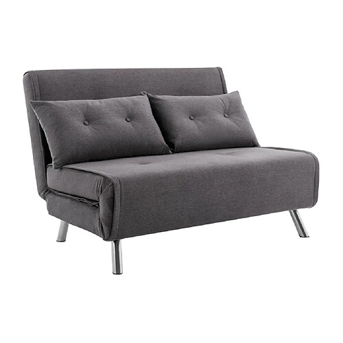 Vente-Unique Canapé 2 places convertible en tissu anthracite URIBIA