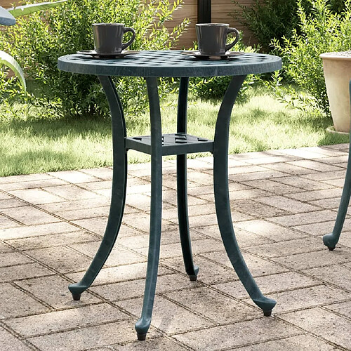 vidaXL Table de jardin vert Ø48x53 cm aluminium coulé