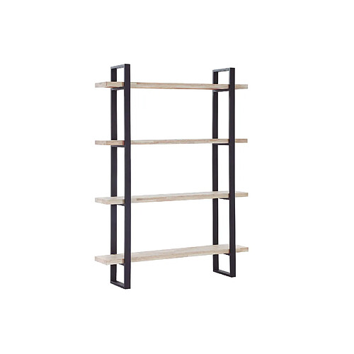 Pegane Étagère haute en bois de chêne nordique avec pieds en métal noir - Longueur 120 x Profondeur 35 x Hauteur 180 cm