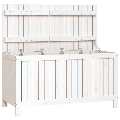 Helloshop26 Coffre boîte meuble de jardin rangement blanc 121 x 55 x 64 cm bois de pin 02_0013070