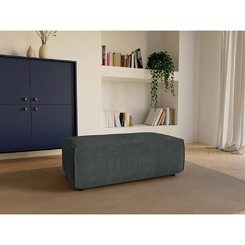 Vente-Unique Pouf en velours côtelé gris anthracite AMELIA