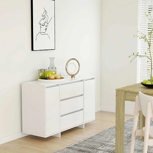 Maison Chic Buffet commode,console avec 3 tiroirs pour rangement Blanc 120x41x75 cm Aggloméré -MN34401