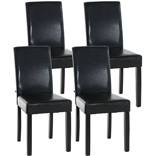 Decoshop26 Lot de 4 chaises de salle à manger design moderne confortable en PVC marron et pieds en bois noir 10_0001767