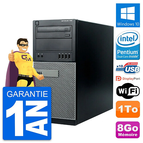 PC Tour Dell OptiPlex 790 MT Intel G630 RAM 8Go Disque Dur 1To Windows 10 Wifi · Occasion