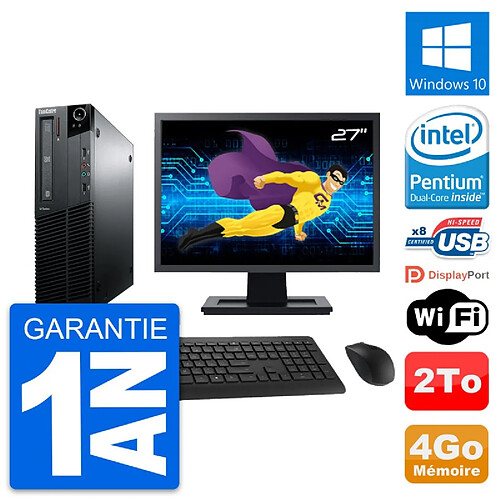 PC Lenovo M81 SFF Ecran 27" Intel G630 RAM 4Go Disque Dur 2To Windows 10 Wifi · Occasion