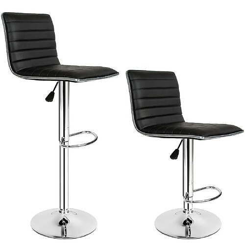 Helloshop26 Lot de 2 tabourets de bar hauteur réglable design moderne noir 1208007