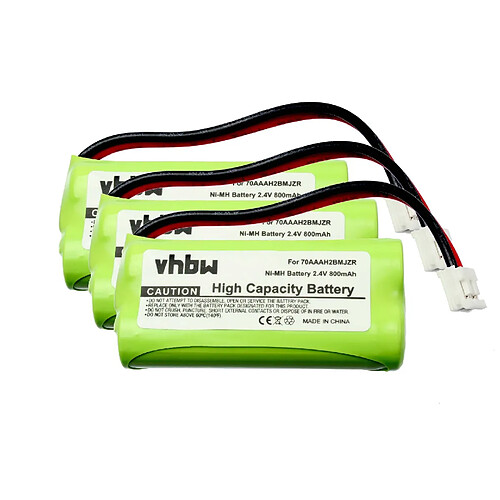 vhbw set de 3 batteries 800mAh pour téléphone fixe sans fil DeTeWe BeeTel 2000, BeeTel 2000C, BeeTel 900C