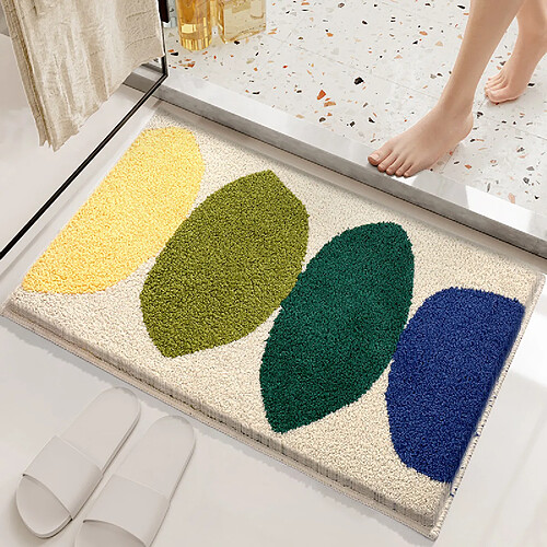 LUUCOZK Tapis de bain antidérapants absorbants à séchage rapide, tapis de décoration de salle de bain-citron-beige-50x80cm