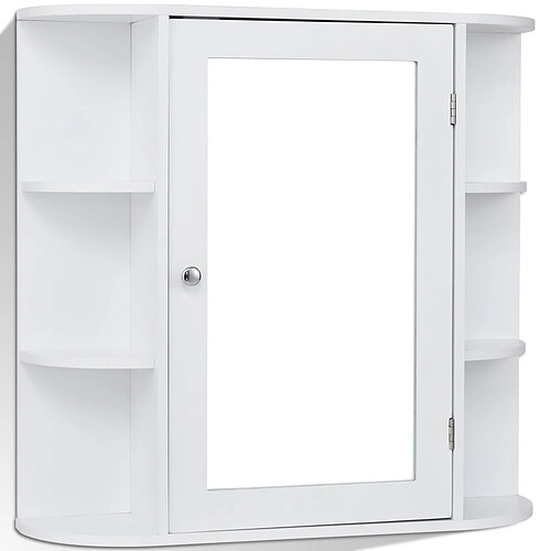 Helloshop26 Meuble de salle de bain murale en mdf blanc avec 1 porte et 6 etagères 66 x 16,5 x 63 cm 20_0004911