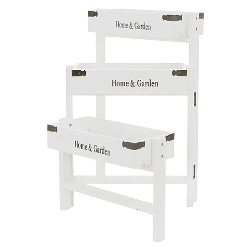 ML-Design Porte-fleurs 3 Étages Bois Blanc,111 cm, 32x16x7 cm, Bac à Fleurs Pliable, Caisses Rustiques pour Décorer, Échelle pour Fleurs, Étagère pour Plantes, Escalier pour Plantes/Végétal Extérieur