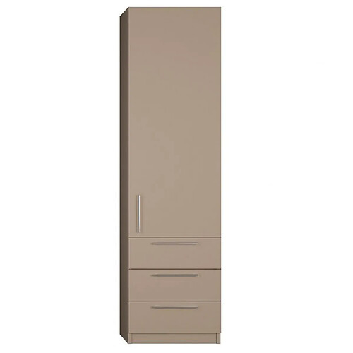 Inside 75 Armoire de rangement 1 porte, 3 tiroirs coloris taupe mat largeur 50 cm