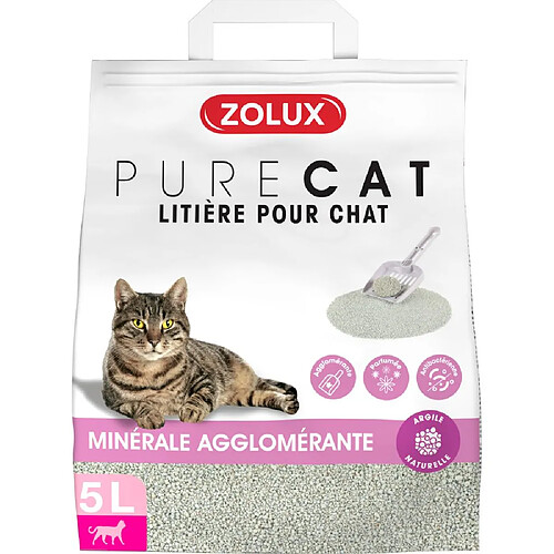 ZOLUX Litière agglomérante parfum floral Purecat 5 litres.