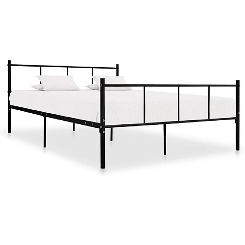 Maison Chic Lit adulte - Lit simple Cadre de lit,Structure du lit Contemporain Noir Métal 160 x 200 cm -MN70068