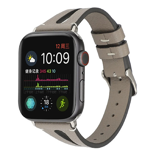 Wewoo Bracelet en cuir simple forme de V pour Apple Watch séries 5 et 4 44 mm / 3 et 2 et 1 42 mm Gris