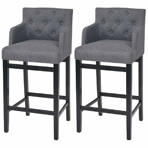 vidaXL Tabourets de bar lot de 2 gris foncé tissu