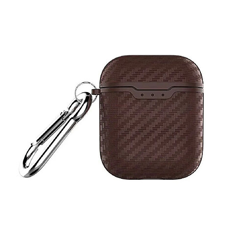 Shot Coque Effet Carbone pour AirPods APPLE Boitier de Charge Silicone Design Housse Protection (MARRON)