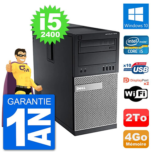 PC Tour Dell 7010 Intel Core i5-2400 RAM 4Go Disque Dur 2To Windows 10 Wifi · Occasion