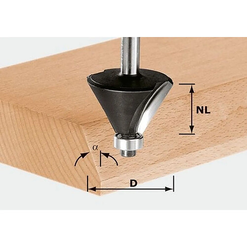 Fraise à chanfreiner HW avec queue de 12mm FESTOOL HW S12 D55/20/45° - 491102