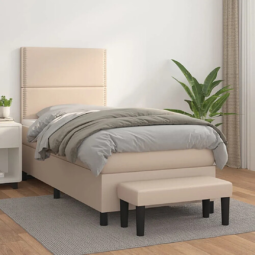 vidaXL Sommier à lattes de lit avec matelas Cappuccino 90x190 cm