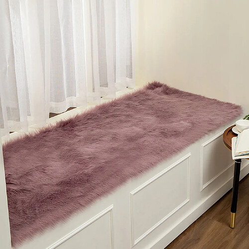 LUUCOZK Tapis moelleux en fausse fourrure, tapis à poils longs pour chambre à coucher, salon, violet clair-60x150cm