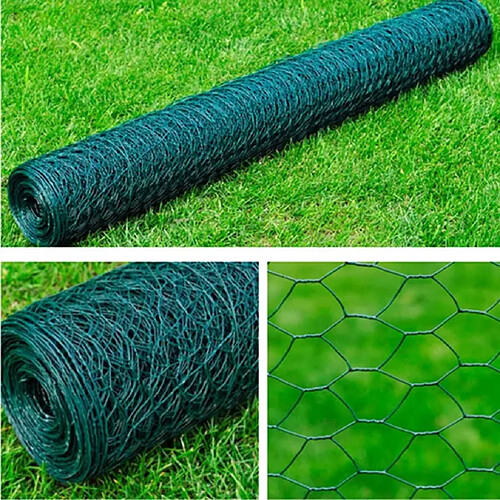 vidaXL Clôture en treillis acier hexagonal 1x25 m vert foncé