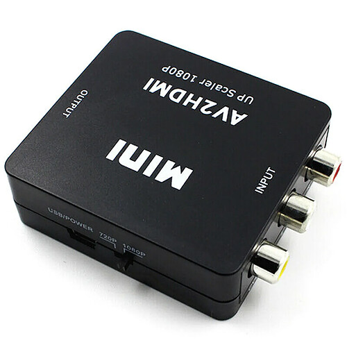 Universal (Noir) 1080p RCA AV à HDMI Convertisseur/Adaptateur Composite AV2HDMI Mini Adaptateur HDTV/DVD