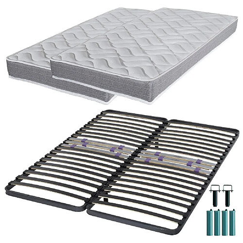 Ebac Matelas mousse + Sommier métal C223 160x200 Morgan - Hauteur 17 cm - Soutien ferme