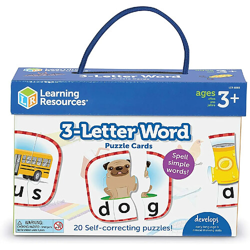 Learning Resources- Cartes Mots de Trois Lettres, préparation préscolaire, Puzzles autocorrectifs, à partir de 3 Ans, LER6088