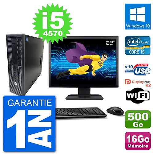 PC HP 800 G1 Ecran 22" Core i5-4570 RAM 16Go Disque 500Go Windows 10 Wifi · Occasion