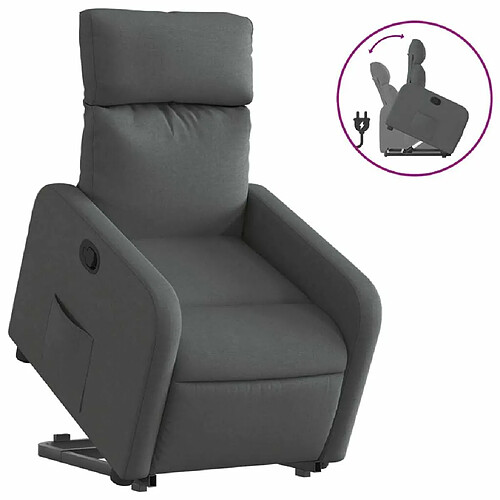 Maison Chic Fauteuil Relax pour salon, Fauteuil inclinable Gris foncé Tissu -GKD14260