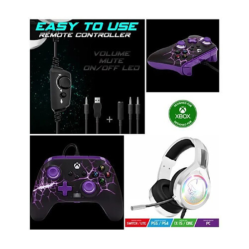 Power A Manette XBOX ONE S-X-PC Purple Magma Officielle + Casque Gamer PRO H8 Blanc SPIRIT OF GAMER XBOX ONE/S/X/PC pas cher