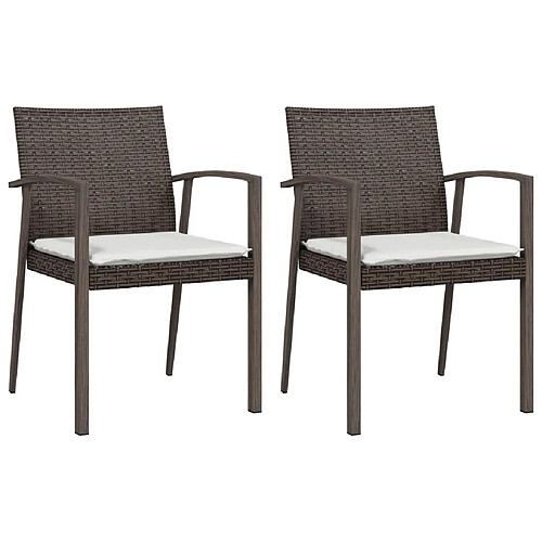 Maison Chic Lot de 2 Chaises de jardin,Fauteuil d'extérieur coussins marron 56,5x57x83 cm rotin -MN85323