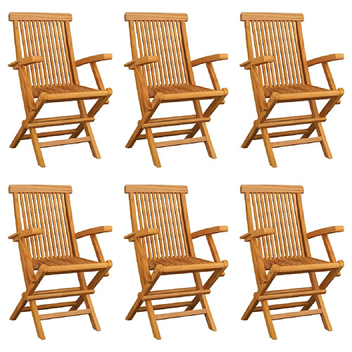 vidaXL Chaises pliables de jardin lot de 6 Bois de teck solide