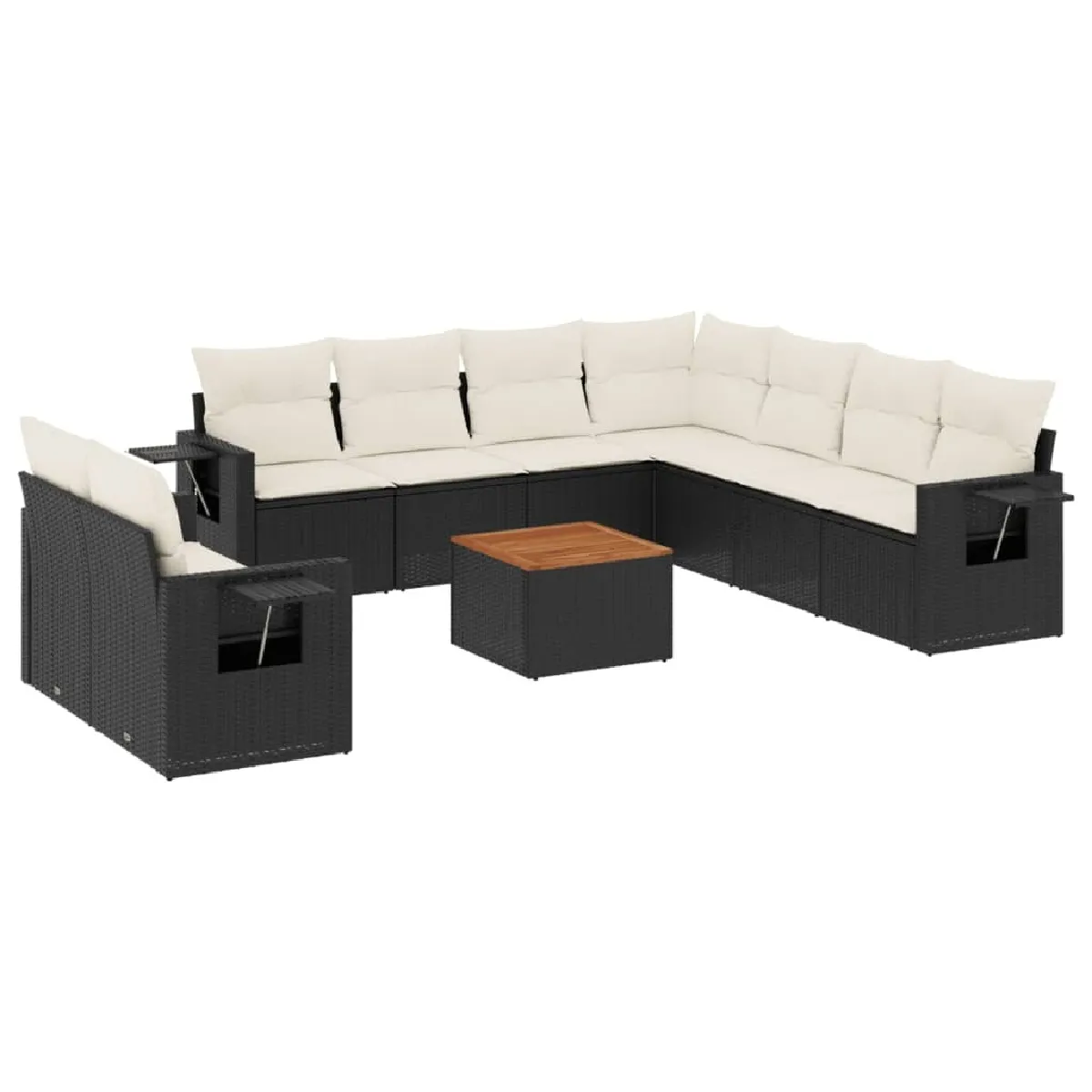 Maison Chic Salon de jardin 10 pcs avec coussins, Ensemble Tables et chaises d'extérieur noir résine tressée -GKD346463