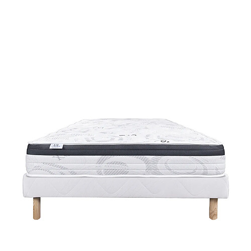 LUXURY LITERIE Ensemble matelas Sleeplux 160x200 cm + sommier blanc ep 13cm