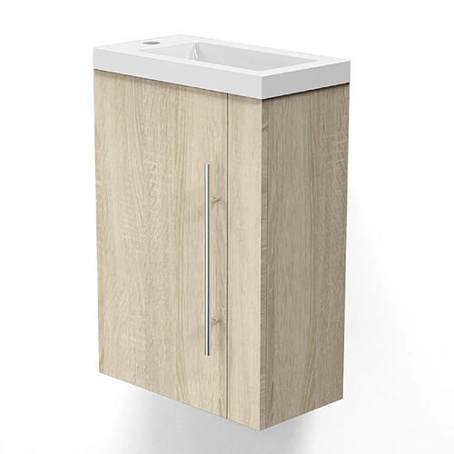 Meuble lave-mains moderne avec lavabo 45cm / Bois clair