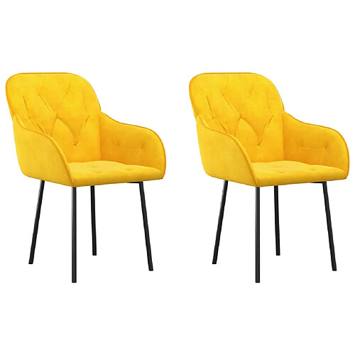 Maison Chic Lot de 2 Chaises à manger | Chaise de salle à manger cuisine Jaune Velours -GKD53723