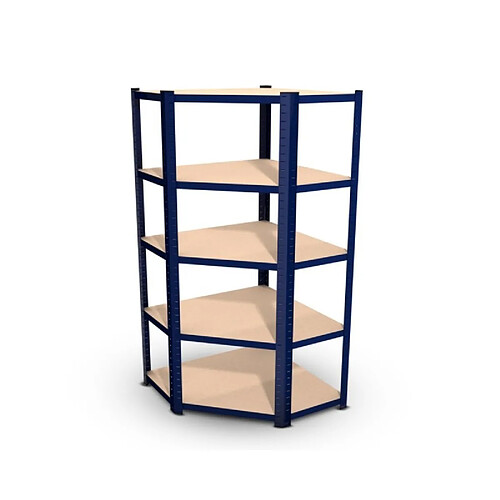 Eurospen Étagère d'angle polyvalente en métal - Charge lourde Max 750kg - 180 x 90 x 45 cm - Bleu