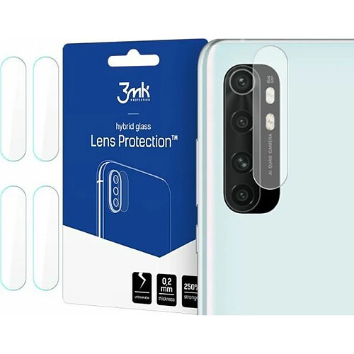 3MK Lot de 4 protections pour appareil photo arrière 100 % compatibles avec Xiaomi Mi Note 10 Lite Transparent